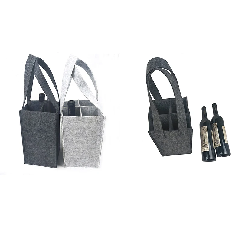 

1 piece / pack portable portable wine bag 4 bottles of red wine packaging bag holiday party gift bag dark gray wine bag