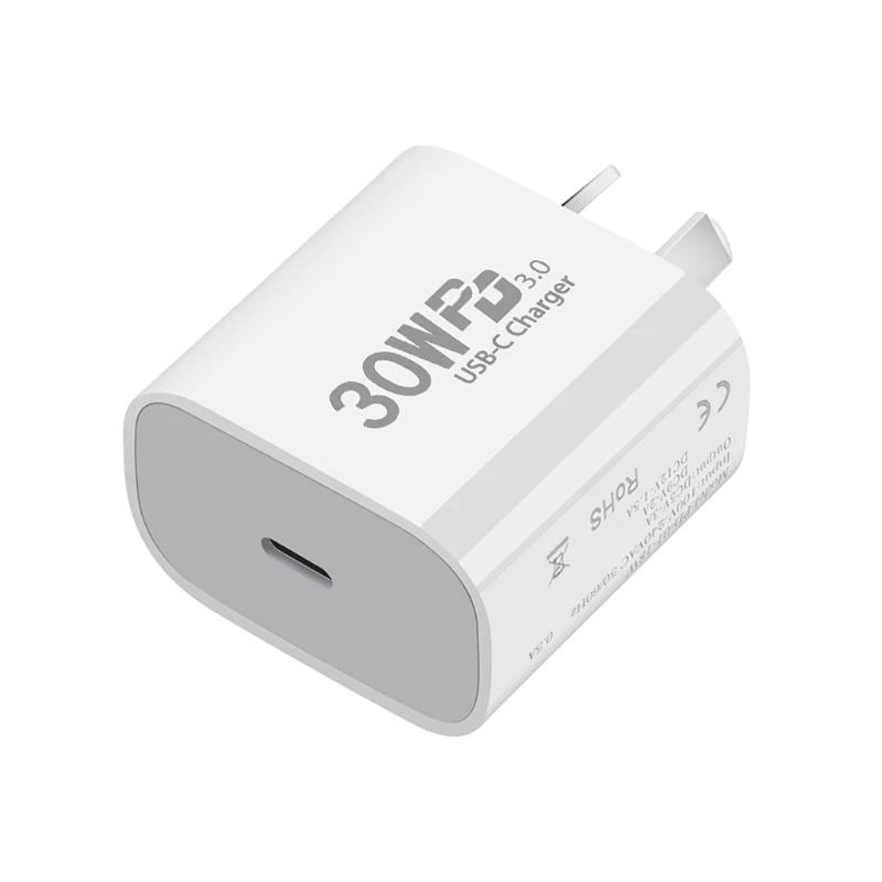 Полностью мощное зарядное устройство USB C мощностью 30 Вт с несколькими системами