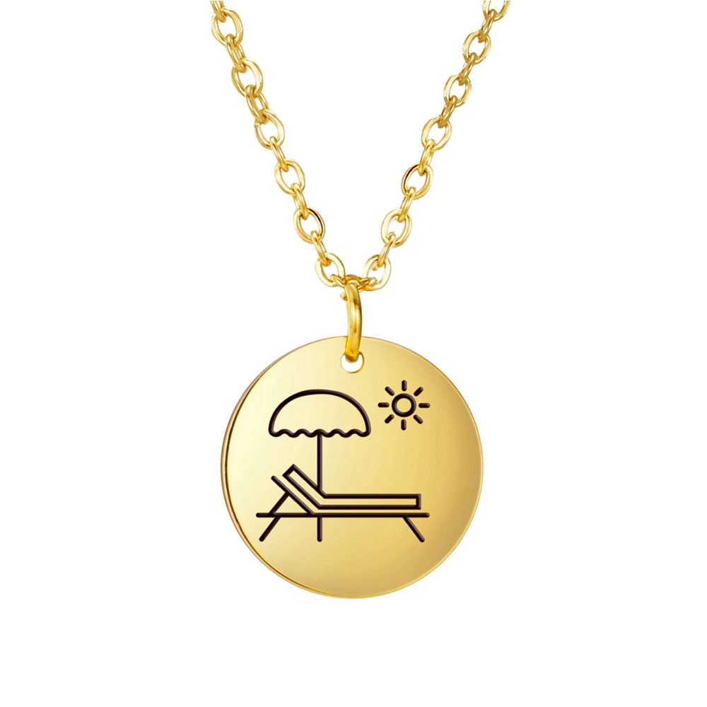 

Цепочка с подвеской в виде круглого диска, 15 х15 мм