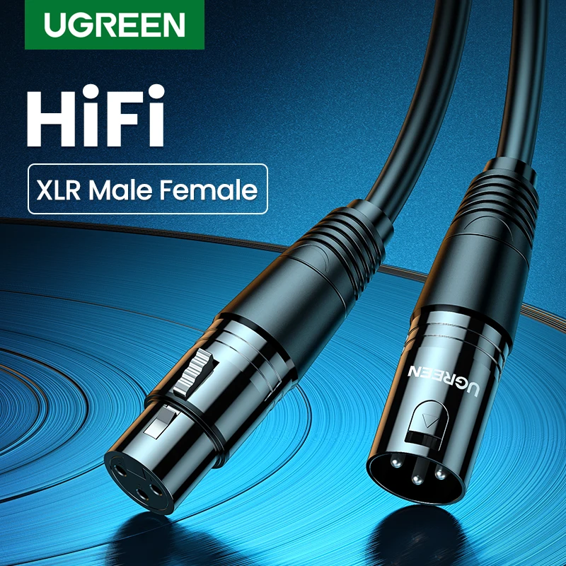 Кабель-удлинитель Ugreen XLR для микрофона для караоке, звуковая пушка, кабель-удлинитель XLR для аудио микшера, усилителя XLR