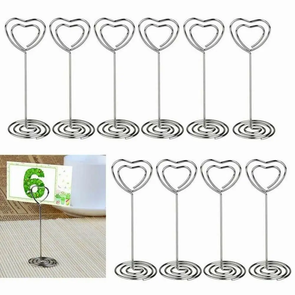 

Desktop Clip Card Holders Silver/Gold/Rose/gold 8.5cm Heart Pattern Heart-shaped Metal Note Holder Number Name Card