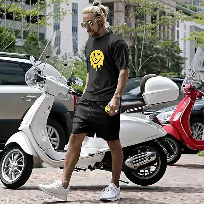 Tracksuit Men Summer Cotton Short-sleeve T shirts Set Couple Casual Streetwear Urban Trend 2 Piece Set Outfits Man Clothes New