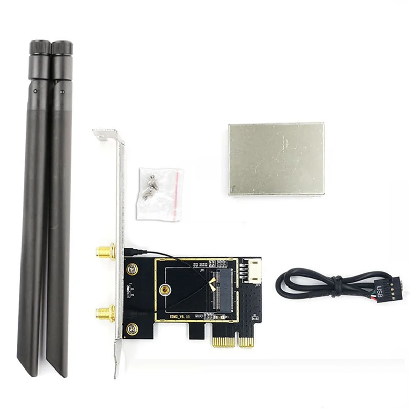 

Беспроводная плата M.2 NGFF для адаптера PCI с 2 антеннами NGFF M2 WiFi Bluetooth карта для AX210 AX200 9260 8265 7260
