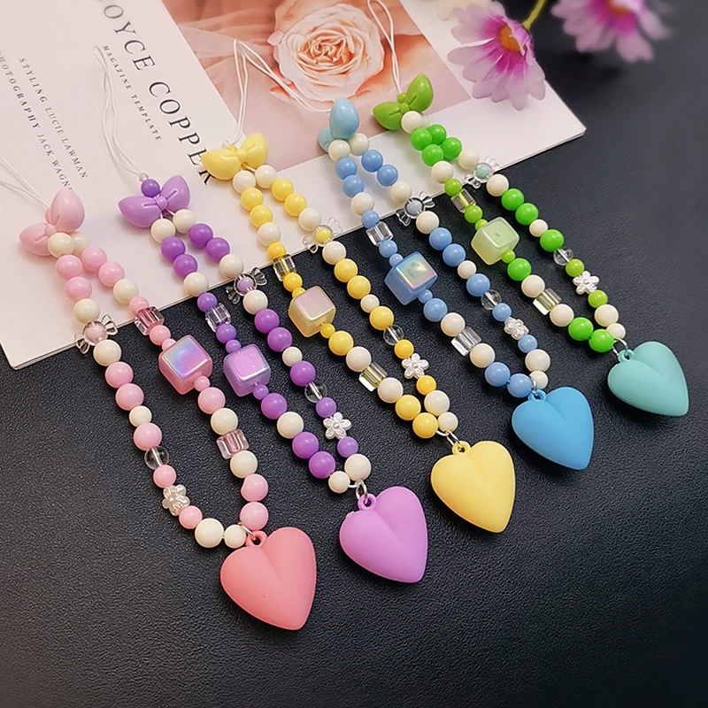 

Love Beaded Lanyard Mobile Phone Lanyard Short Wrist Lanyard Handbeaded Pendant Strong Phone Anti-lost Phone Wrist Strap Lanyard