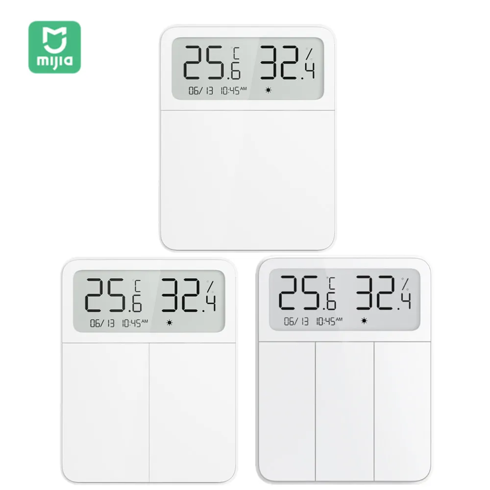 

Original Xiaomi Mijia Smart Screen Display Wall Switch Wireless 3 Key Switchs with Temperature and humidity Display APP Control