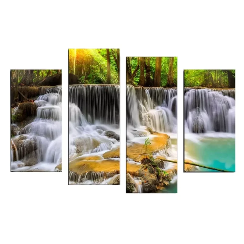 Картина на холсте с изображением водопада леса 4 панели |