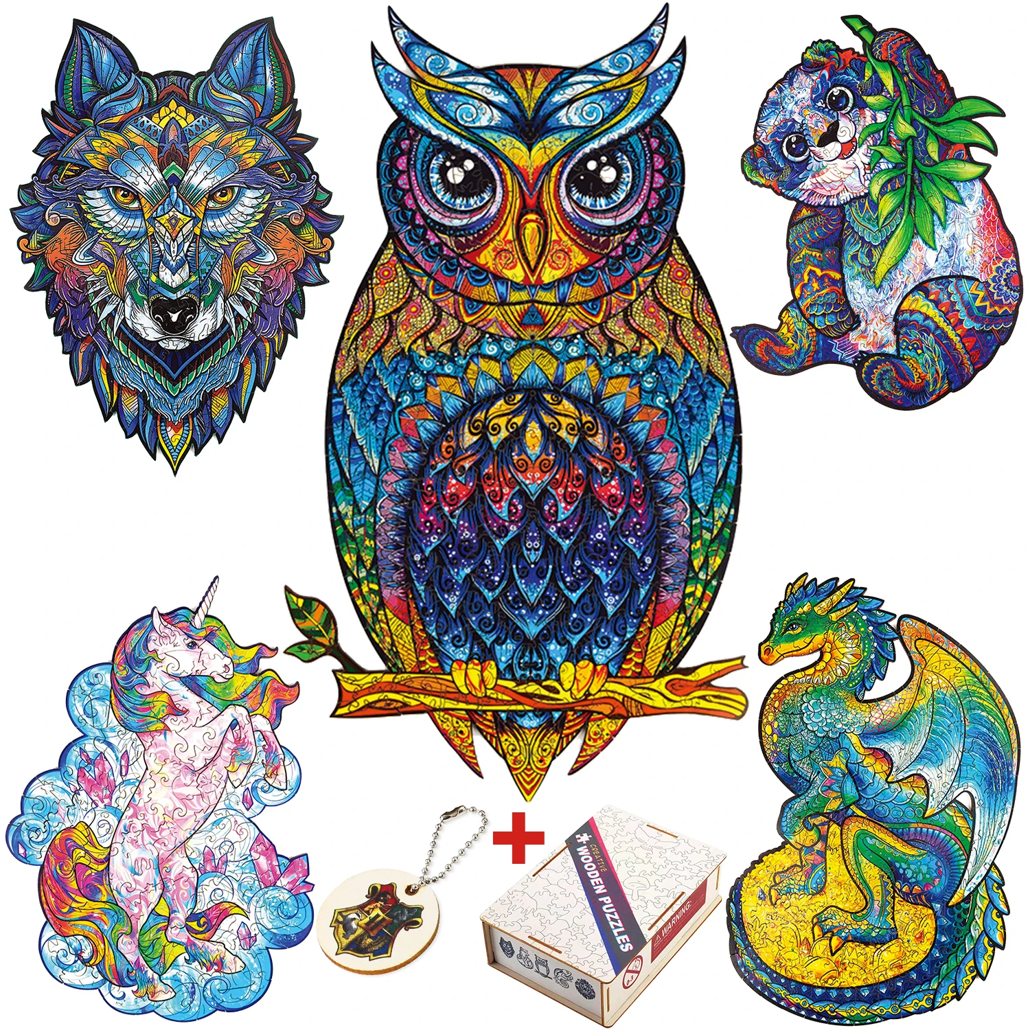 

Деревянные пазлы-животные неправильной формы, пазлы хорошего качества, красочная сова, пазл, игры, Сказочная игрушка Монтессори для взрослы...