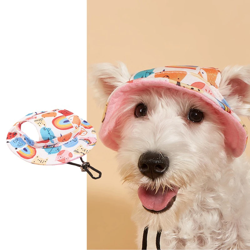 

2023 New Princess Cap Dog Sun Hat Round Hat Dog Hat Dogs Outdoor Hat Cartoon Fashion With Ear Holes Adjustable Casual Cute Hat