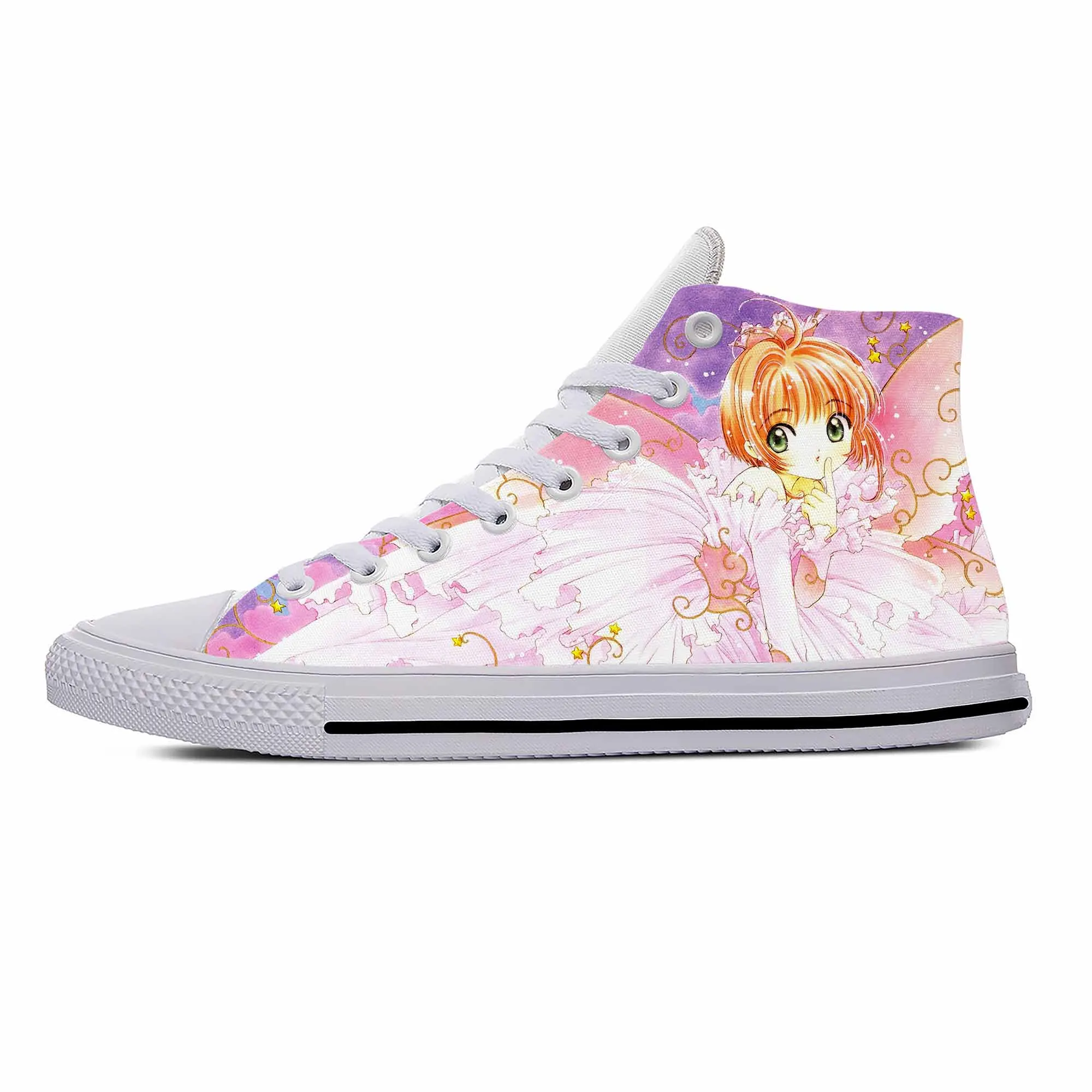 

Japanese Anime Cartoon CardCaptor Kinomoto Sakura Casual Cloth Shoes High Top Lightweight Breathable 3D Print Men Women Sneakers
