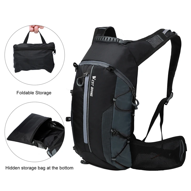 WEST BIKING Ultralight Bicycle Bag Portable Waterproof Sport Backpack MTB 10L Outdoor Hiking Climbing Cycling Hydration Bike Bag