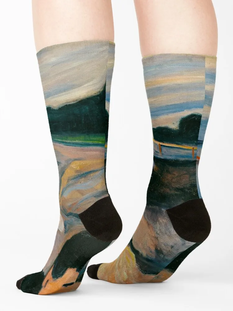 EDVARD MUNCH - Melancholy 1892 носки Рождественские Зимние теплые мужские роскошные Брендовые