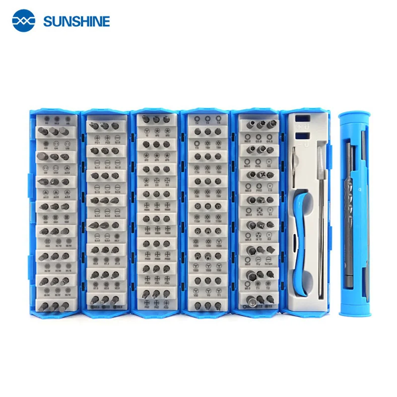 

Sunshine SS-5120 128 In 1 S2 Alloy Steel Bits Precision Screwdriver Set 120PCS Phone Electronic Repair Disassembly Opening Tools
