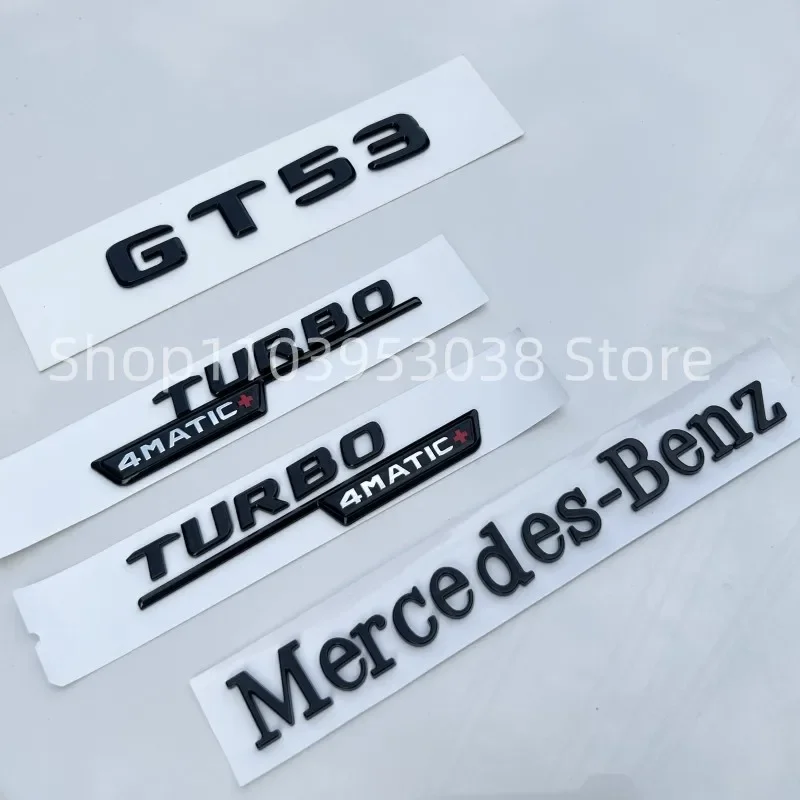 3D ABS глянцевый черный логотип GT53 эмблема буквы Turbo 4MATIC значок на крыло AMG наклейка