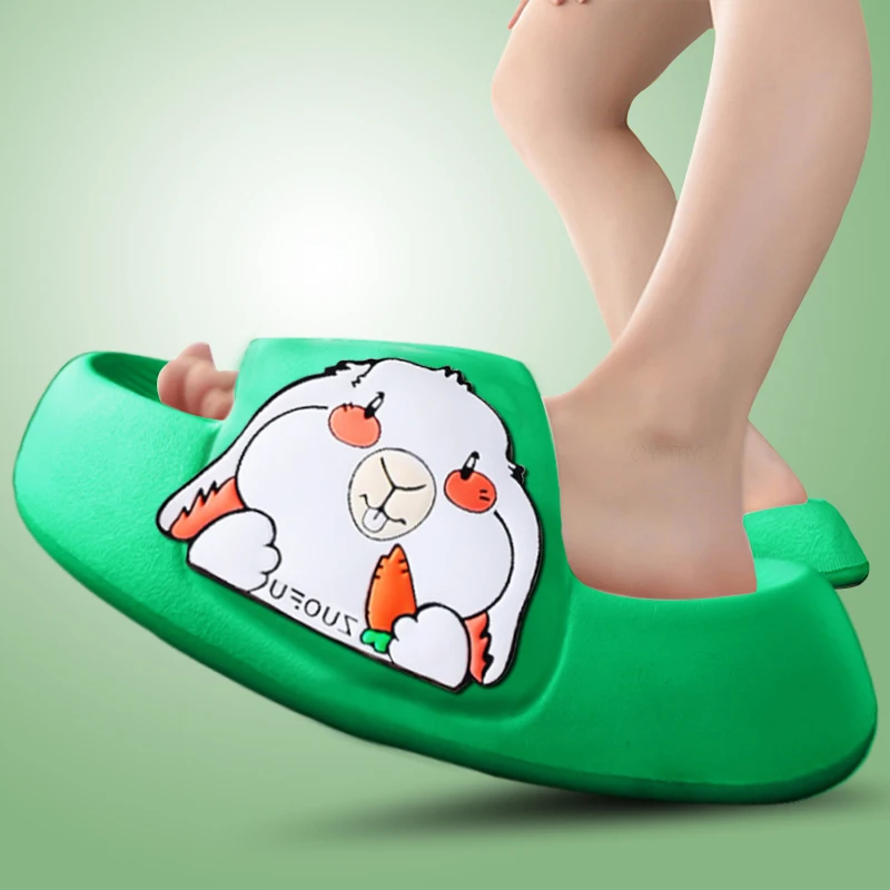 Summer Home Slippers for Women Cute Cartoon Rabbit Soft Thick Sole Shoes for Woman Casual Indoor Slides Female House Slippers