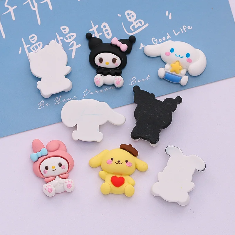 10Pcs Kawaii My Melody Cinnamoroll Kuromi Anime Cute Cartoon DIY Resin Accessories Phone Case Jewelry Materials Birthday Gift