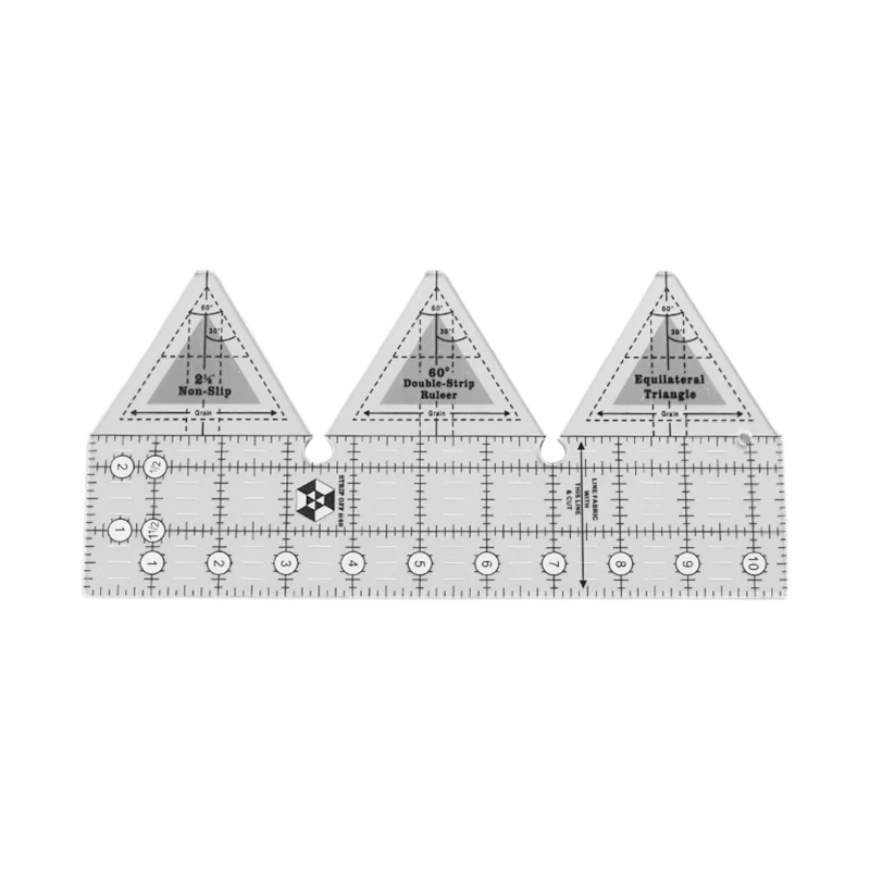 

Pro 60° Quilting Ruler Clear Acrylic Patchwork Ruler Double Strip DIY Art Craft