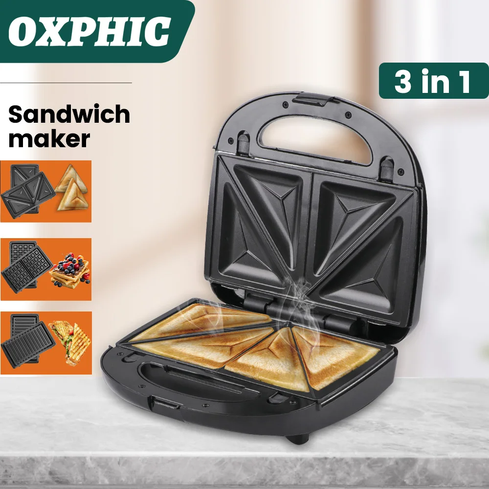 OXPHIC 750W 3 in 1 sanwich maker  waffle makers  toaster Breakfast  maker machine Steak machine  тостор для бутербродов