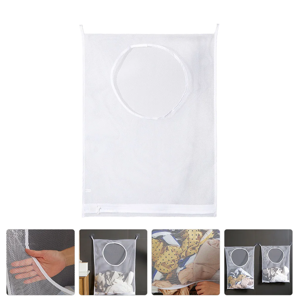 

Laundry Basket Mesh Hanging Washing Organizer Storage Hamper Clothes Toy Dirty Black Clothing Bin Bathroom Net Machine Washer