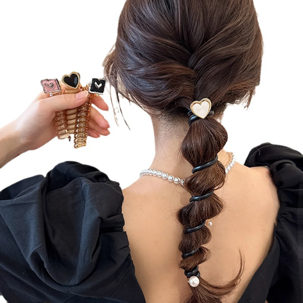 

Janpanese Style Elastic Wavy Telephone Cord Head Rope Women Girls Versatile Fashion Ponytail Rubber Band Hair Accessories