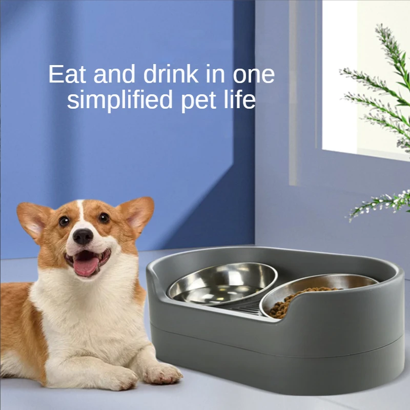 

Pet Dog Bowl Cat Stainless Steel Double Bowl with Stand Pet Feeder Drinker Water Dog Food Feeding Container Durable Cat Supplies