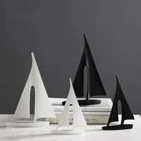 simple black and white color matching resin sailboat model desk decor nordic decor home decoration accessories for living room