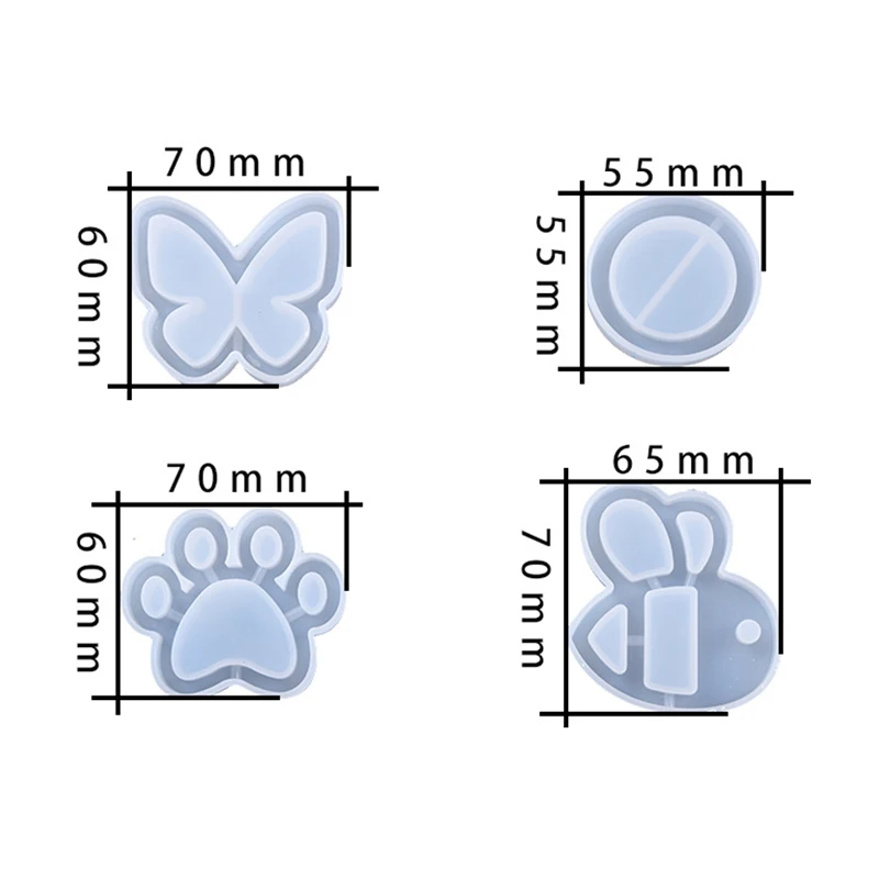 Bear Quicksand Silicone Mold Transparent Paw Epoxy Resin Mold Shaker DIY Butterfly Keychain Pendant UV Resin Mold Jewelry Making