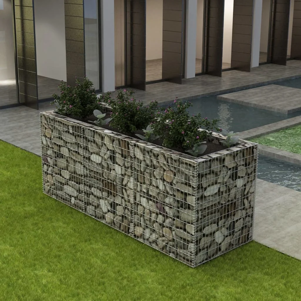 

Garden Planters, Galvanised Steel Patio Plant Pots, Gabion Raised Bed, Garden Decoration 270x90x100 cm