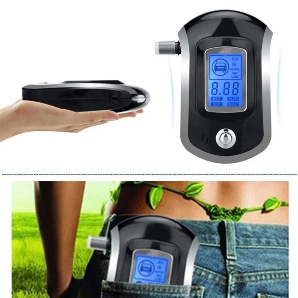 

Police Alcotester Digital Breath Alcohol Tester Detector Gadgets LCD Breathalyzer Analyzer With 5 Mouthpiece Drop Shipping