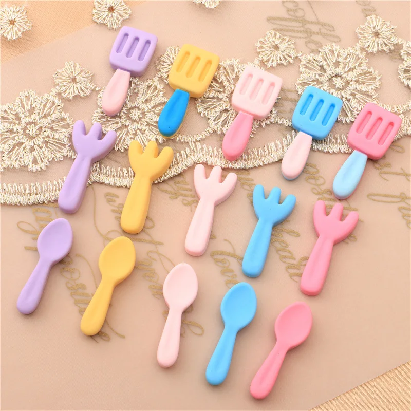 

1/12 Dollhouse Accessories Kawaii Resin Cabochon Cutlery Fork Spoon Model Simulation Toys for Doll House Decoration