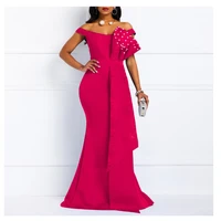 wedding guest dress 2022 satin red off the shoulder dress sexy ladies formal dress
