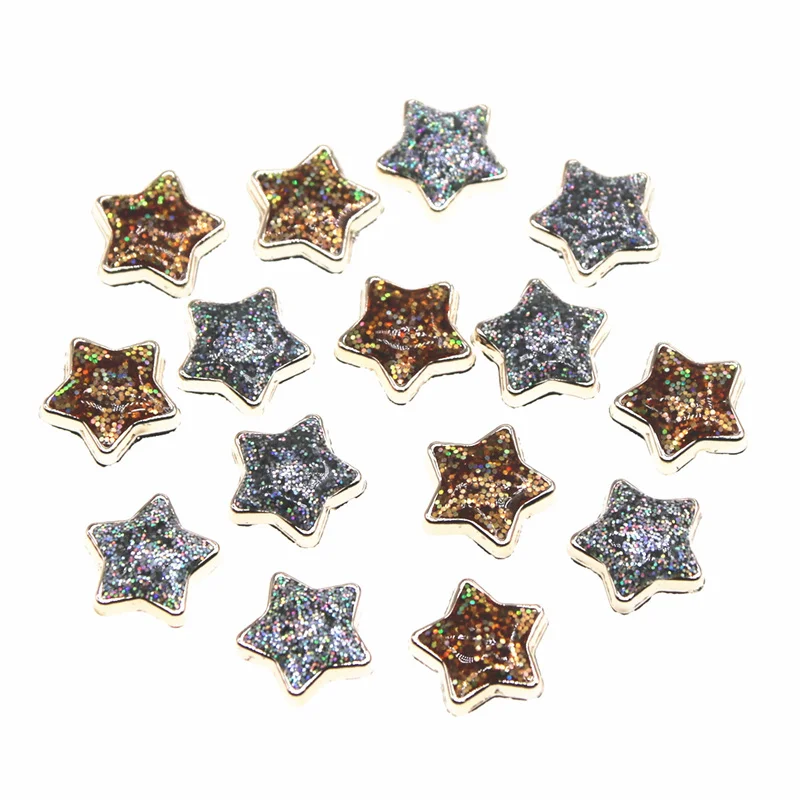

50 шт. блестящие пластиковые пуговицы со звездами, украшение для дома, сада, поделки, кабошон, скрапбукинг, аксессуары для одежды