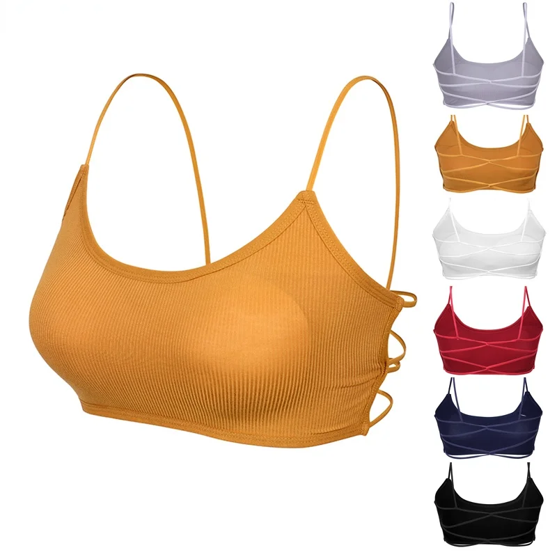 

Modal Cross Back Sports Bra Thin Shoulder Straps Daily Athletic Tops Vest Breathable Wirefree Padded Fitness Yoga Bra