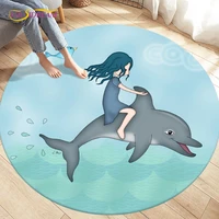 cartoon cute dolphin animals area rug round carpets rugs for living room decorationkids play crawling soft non slip floor mats