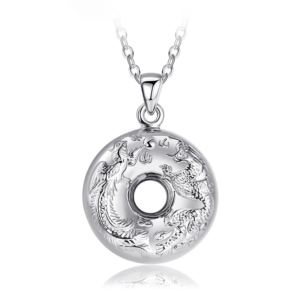 

Pure Real Pt950 Platinum Pendant Women Men Lucky Dragon Phoenix Circle Pendant 2.8-3.2g