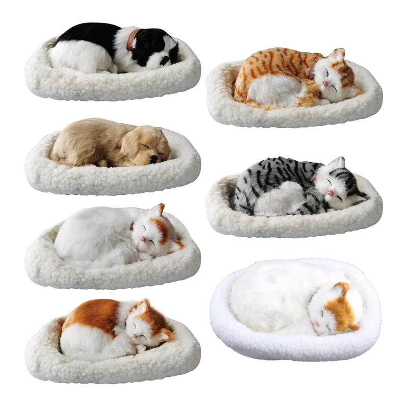 

Плюшевая дышащая пушистая собака с ковриком, реалистичные мягкие животные, плюшевая игрушка, модель для творческой симуляции, милые кошки