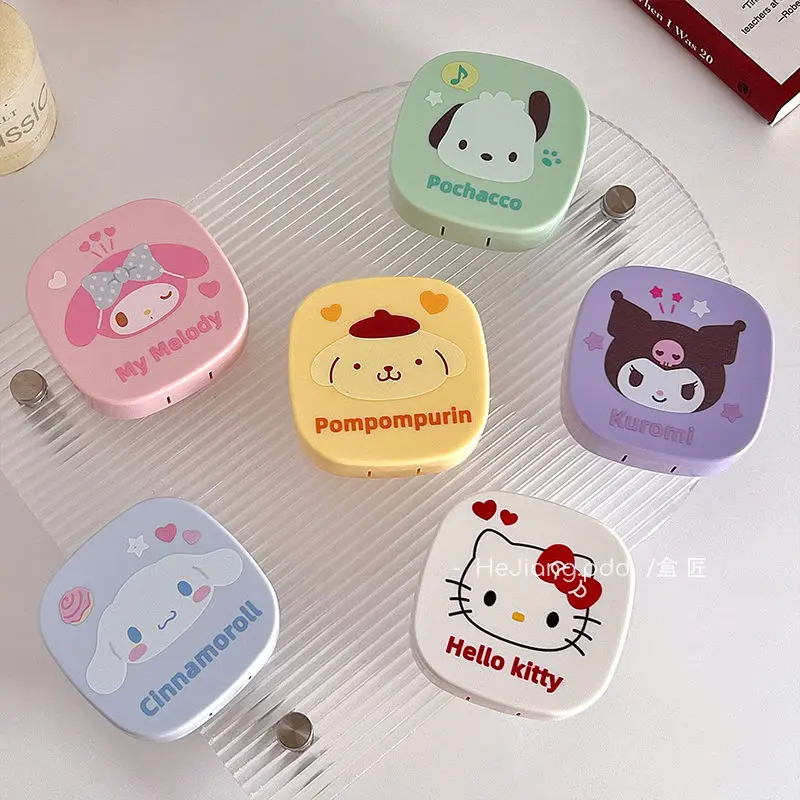 

Kawaii Sanrio, Hello Kitty Kuromi My Melody Cinnamoroll коробка для хранения мультяшных очков милые девушки Y2K коробка для хранения цветных контактных линз