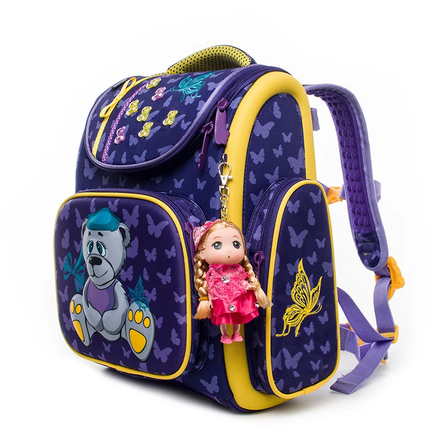 Bakcpack Kids 3D Orthopedic Cartoon School Bags for Girls Bear Backpack Children Fashion Schoolbag Satchel Mochila Infantil