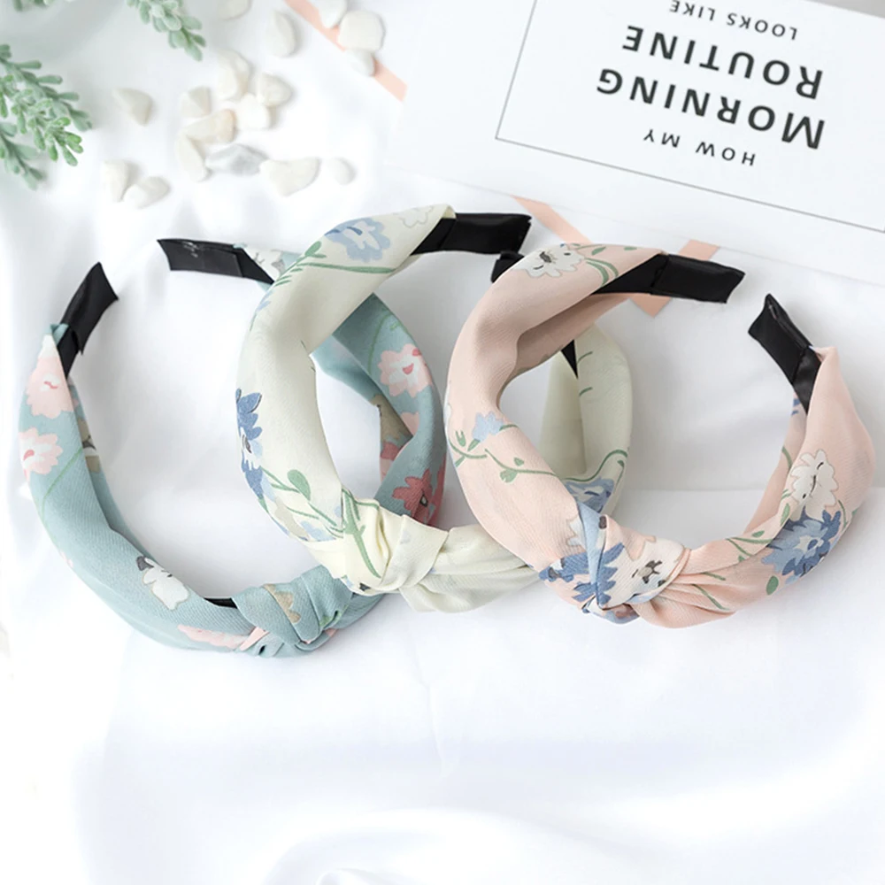 Обруч для волос женский с узлом в горошек Освежающая элегантная шифоновая лента