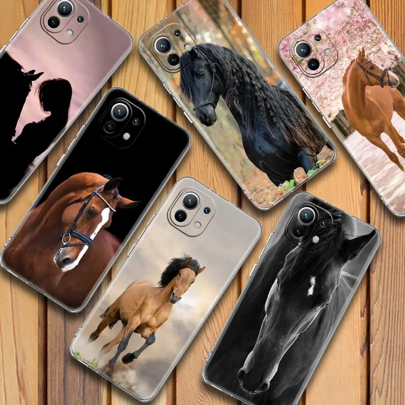 

Horses Case For Xiaomi Mi 11 Note 10 9 9T 12 Pro Lite Poco X3 F3 M3 Redmi 9 9A 9C 10 Clear Cover Galloping Horse Animal painting