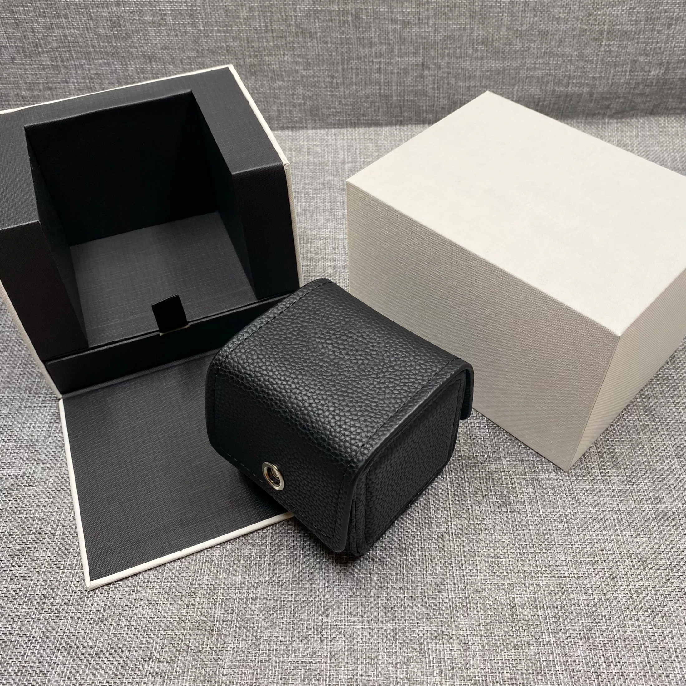 Factory Wholesale Black Leather Iw Original Watch Box With Booklet Luxury Brand Portable Boxes Card Can Custom AAA Watches Gift
