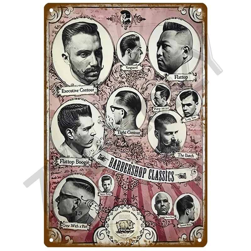 Vintage BARBER SHOP Metal Sign Poster Cafe Bar Pub Tin Sign Plaque Retro Haircut and Shave Beard Iron Plates Printing Home Decor images - 6