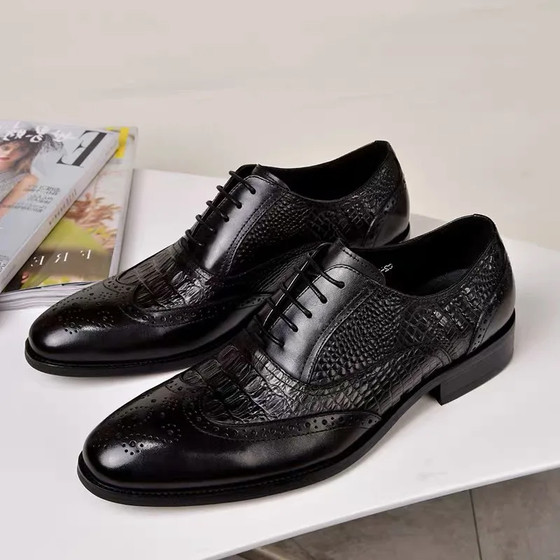 

Men casual shoes Brock Oxford retro crocodile leather men formal shoes spring and autumn 2022 new men's shoes for men
