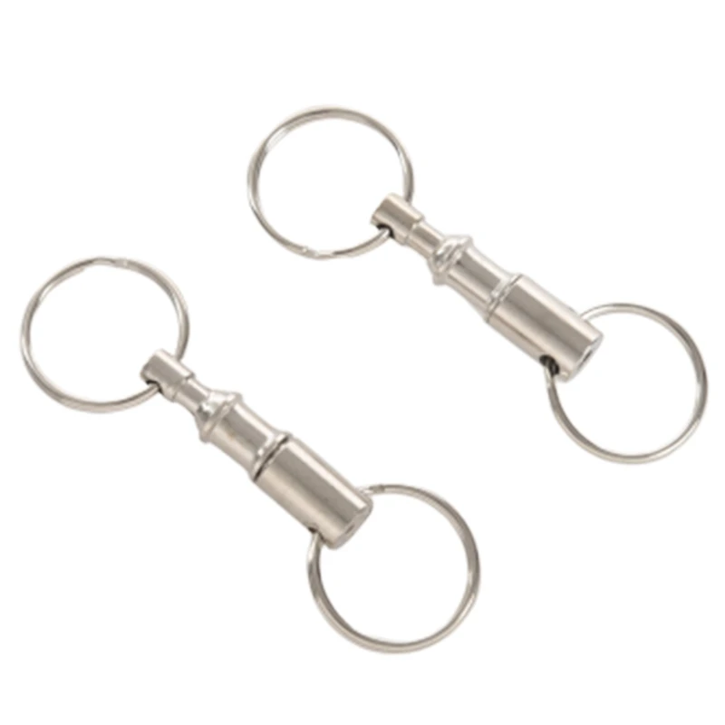 

6 Pieces Removable Double Keychains Iron Nickel Double Detachable Keychain Double Keychain Rotating Ring Keychain