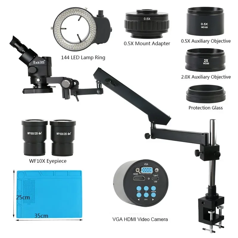 

Eakins многофокусный тринокулярный стереомикроскоп 90X 48Мп