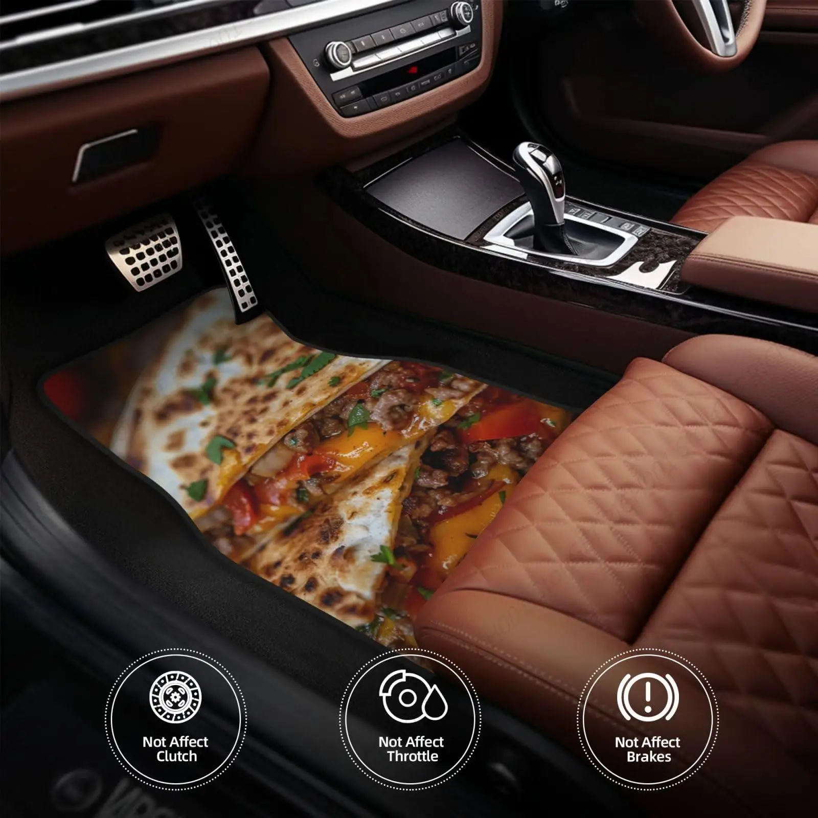 Burger Quesadillas Funny Car Foot Mat Set Of 4 Pieces Carpet Floor Mats For Cars Auto Accessories