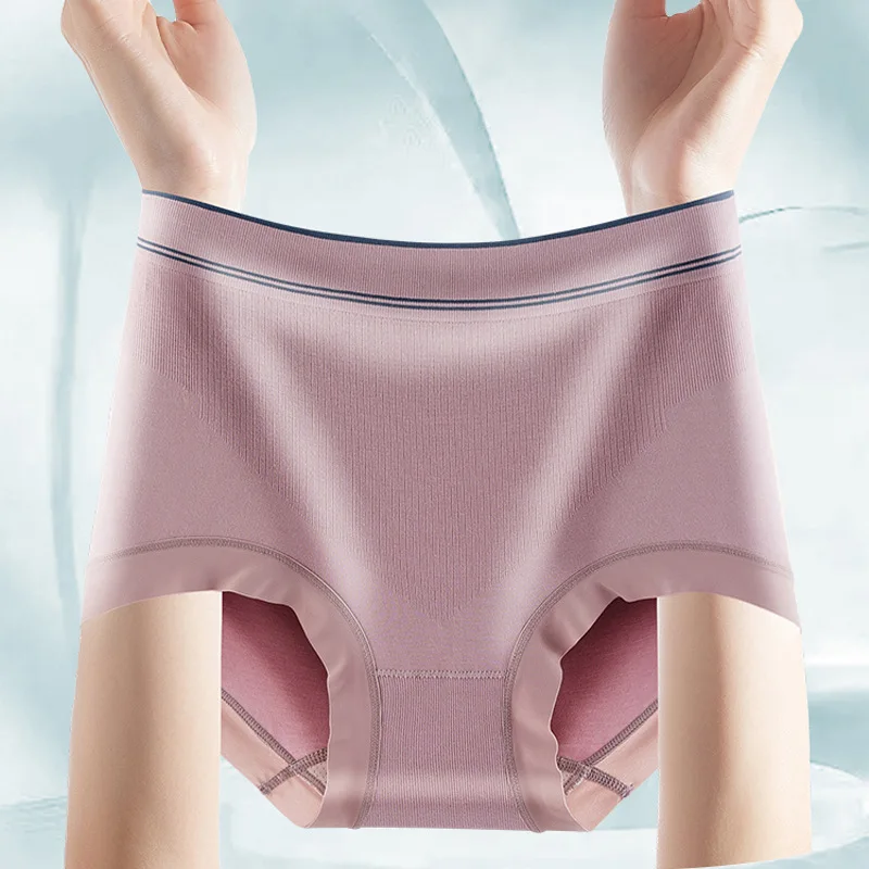 

Medium-high Waist Large Size Panties Seamless Belly Lifting Buttocks Bare Ammonia Cotton Antibacterial Mulberry Silk Women Pants