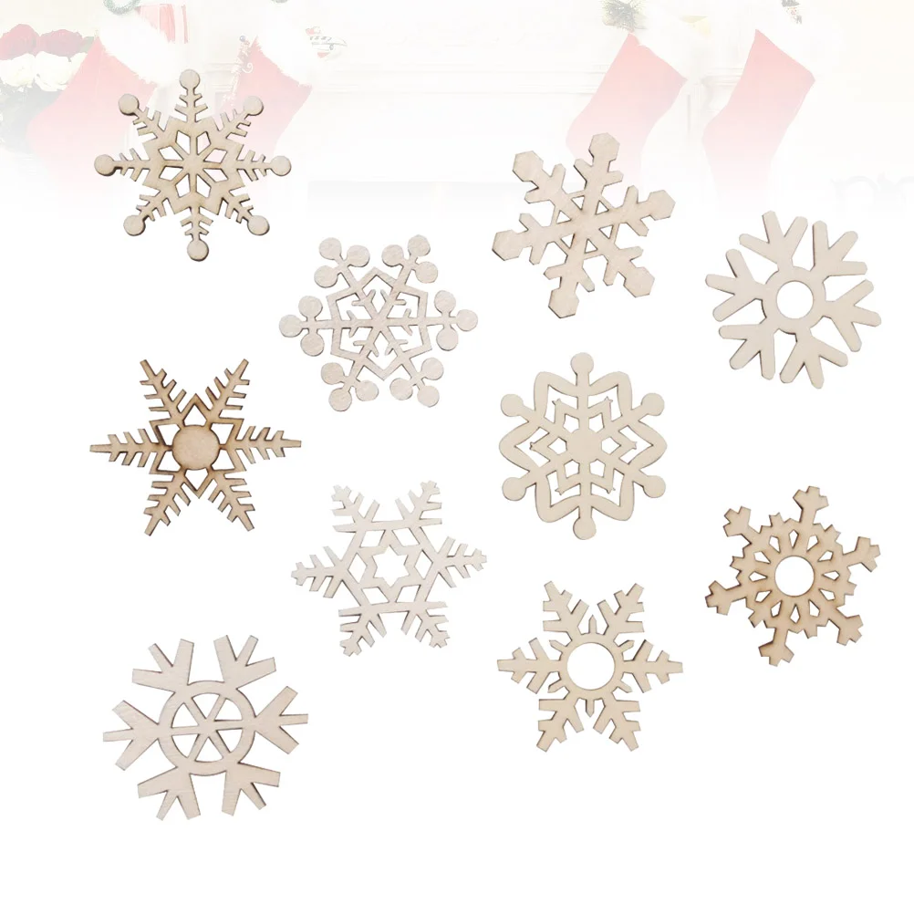 

20pcs Rustic Snowflake Ornaments Unifinished Cutouts Christmas Hanging Ornaments Christmas Gift Tags for DIY Crafts