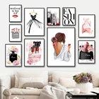 Парижская парфюмерная помада на высоких каблуках, модная Картина на холсте для девушек, скандинавские плакаты и принты, настенные картины, декор для спальни и бара