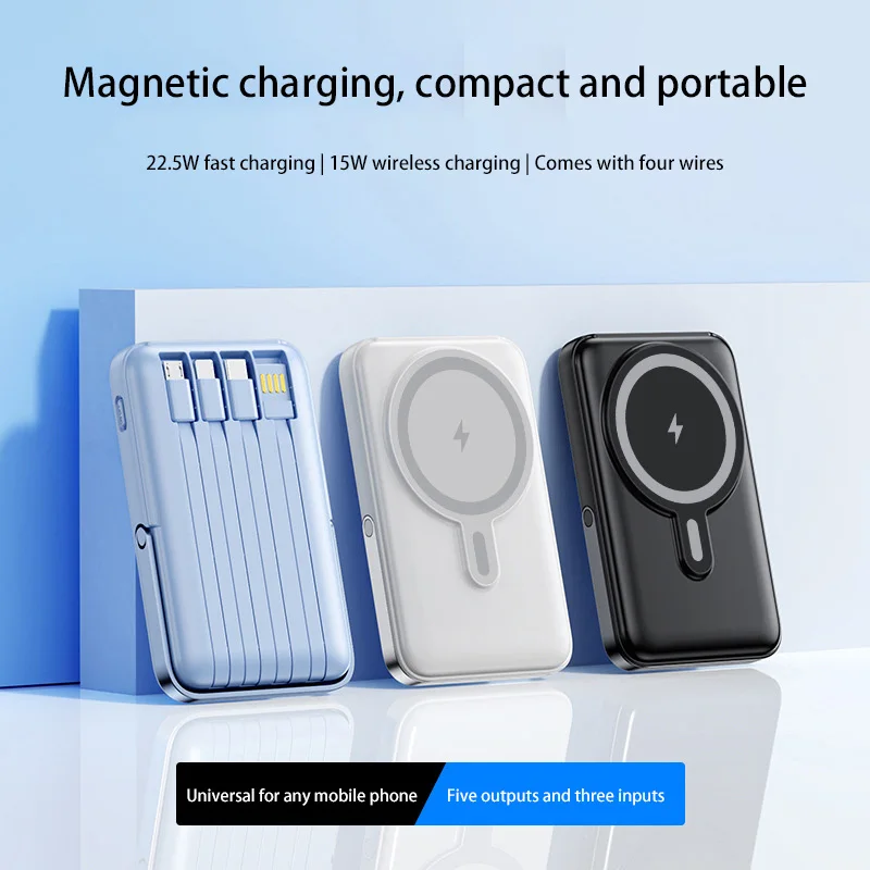 Фото 50000 мАч Power Bank Магнитное беспроводное сверхбыстрое зарядное устройство сверхбольшой емкости поставляется с зарядным кабелем Мобильный источник питания №2