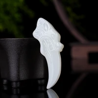 carved wolf tooth natural white jade pendant necklace fashion jewelry hand carved charm amulet gifts accessories for women men
